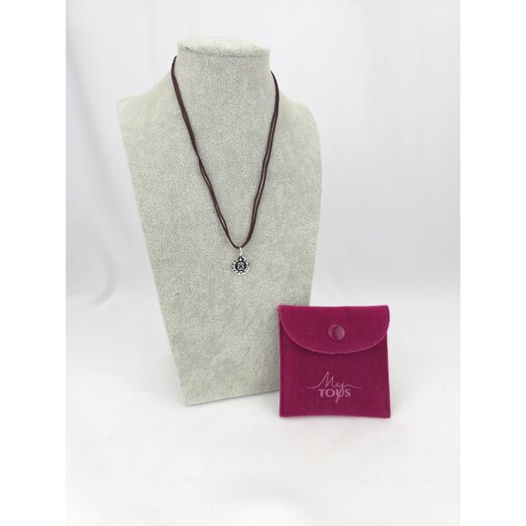 Sterling Silver TOUS Teddy Bear Pendant Necklace 'Make a Wish' On Cord - Picture 1 of 6